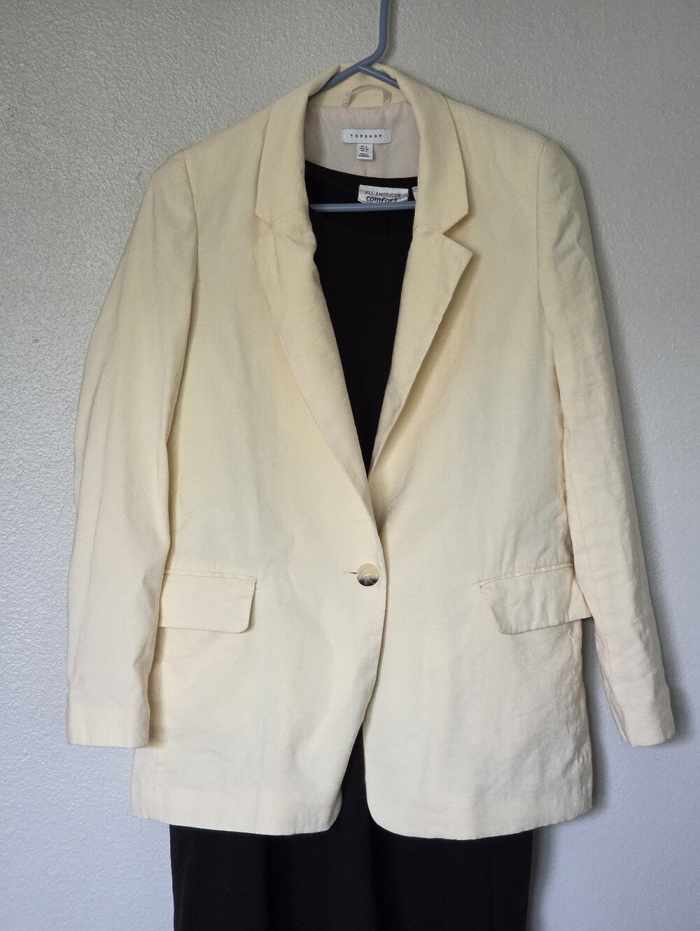 Topshop Pale Yellow Single-Button Blazer